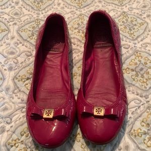 TORY BURCH Hot Pink Eddie Bow Ballet Flats, 7.5
